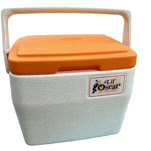 Lil Oscar Coleman Vintage Orange & Cream Lock Handle Lid Mini Compact Cooler